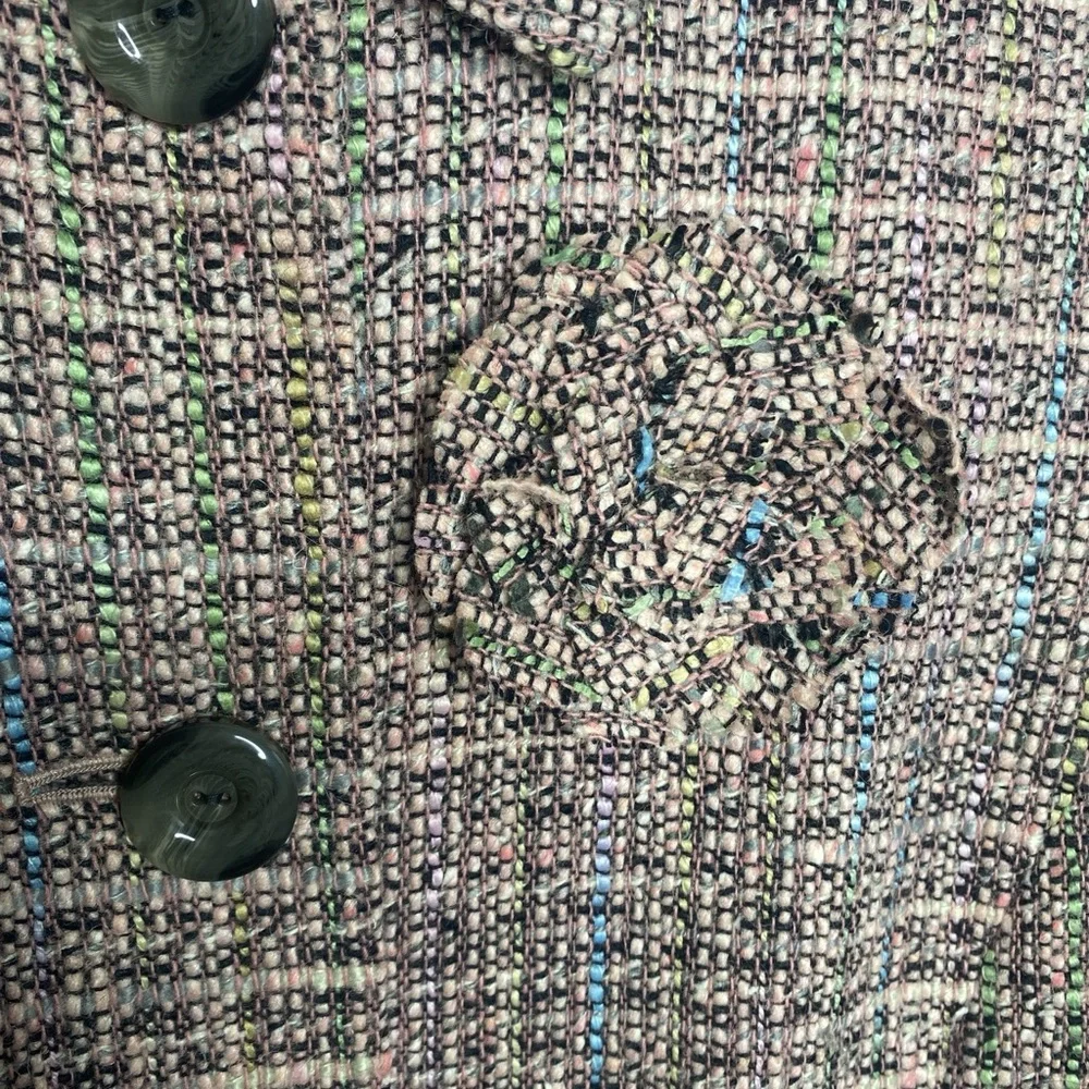 TAHARI Pink Black Mint and Blue tweed Two pocket classic Blazer Size Size 10 - Picture 4 of 7